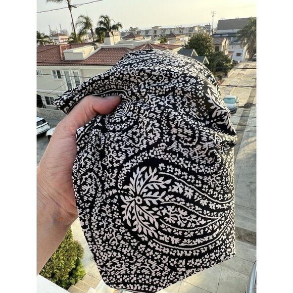 BCBG Max Azria Vintage Y2K black white cap slv baby doll paisley top L coquette - Picture 2 of 7